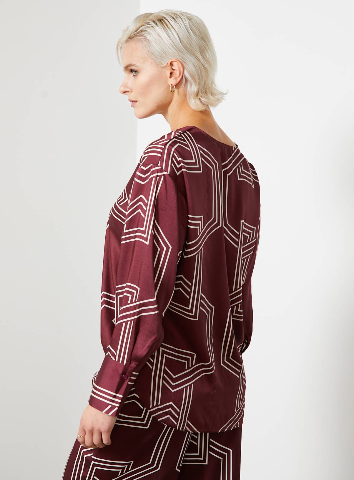 For All The Love Printed Satin Co-ord Wrap Blouse 10 - Image 3